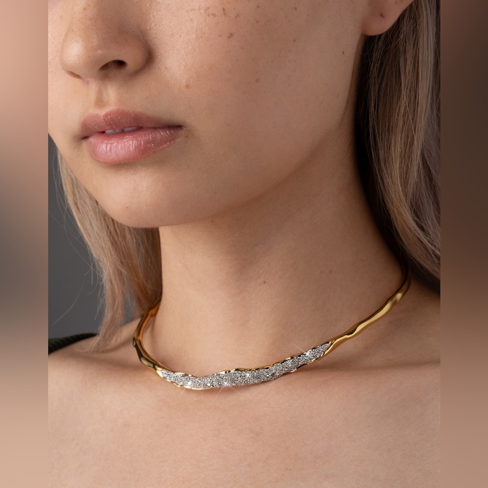 ALEXIS BITTAR • Solanales Gold Crystal Skinny Collar Necklace